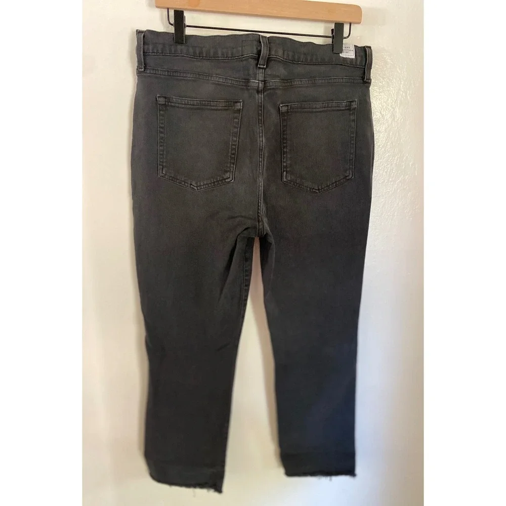 Frank & Eileen CORK Worn Black Raw Hem Straight Leg Jeans Size 32